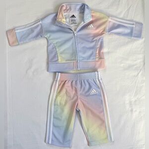 adidas Baby Girls 2-Pc. Iridescent-Print Tricot Jacket & Jogger Pants